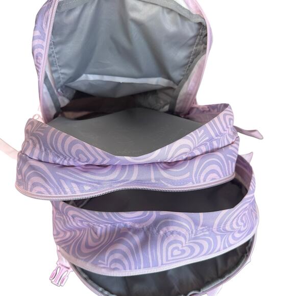 JanSport Main Campus Heavenly Hearts Pink Purple Large School Backpack main image 2